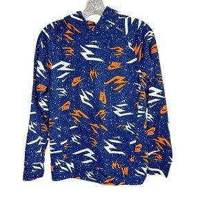 Nike Logo Blue Hooded‎ Long Sleeve Pullover Youth Size Large 12-13 Yrs